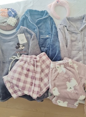 捡漏！多款式单件睡衣睡裤冬季女士毛绒开衫/套头/格纹裤两件包邮