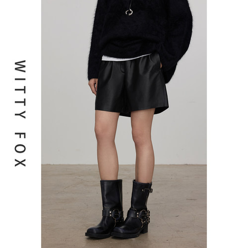 WITTYFOX高腰羊皮短裤