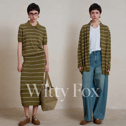 【梨形显瘦】WITTYFOX桑蚕丝条纹开衫针织衫套装女宽松26春夏新款 - 封面