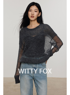 WITTYFOX意大利进口慵懒时髦透视感宽松廓形马海毛针织毛衣罩衫