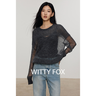 WITTYFOX意大利进口慵懒时髦透视感宽松廓形马海毛针织毛衣罩衫