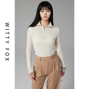 女秋针织衫 德国扬子120支羊毛衫 拉链POLO领针织打底衫