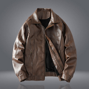 皮衣外套男春秋宽松上衣潮牌痞帅机车皮夹克 7701 P128加绒138,男装夹克,星座615（原A358-1）