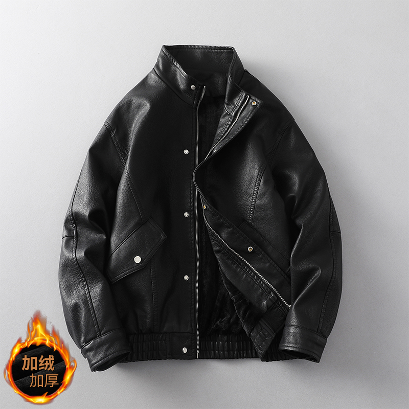 2025秋冬新款男士加绒皮衣潮牌百搭帅气皮外套6156P128，男装皮衣，星座615（原A358-1）