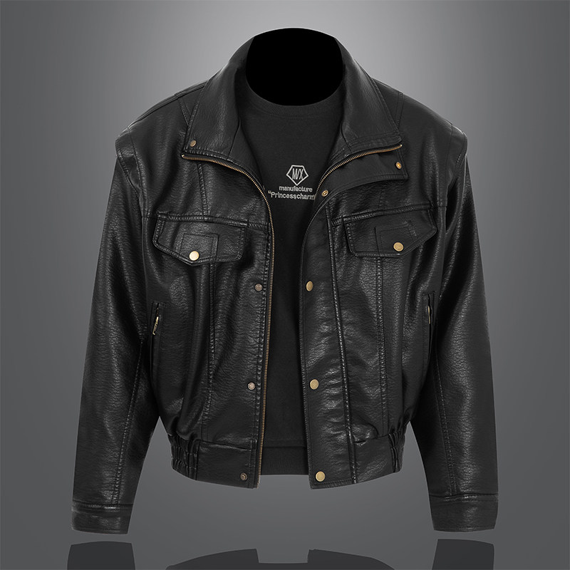 2024皮衣男春秋翻领皮外套青年工装机车皮夹克男装7806P170，男装夹克，星座615（原A358-1）