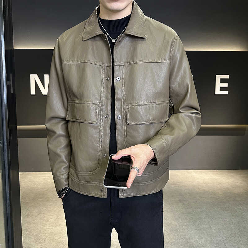2025新款店主风男士外套潮流春秋季pu翻领皮衣6903P130,男装皮衣,星座615（原A358-1）