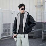 新款美式皮衣复古连帽双面穿皮衣男加厚黑色外套冬季8818P200，男装皮衣，星座615（原A358-1）