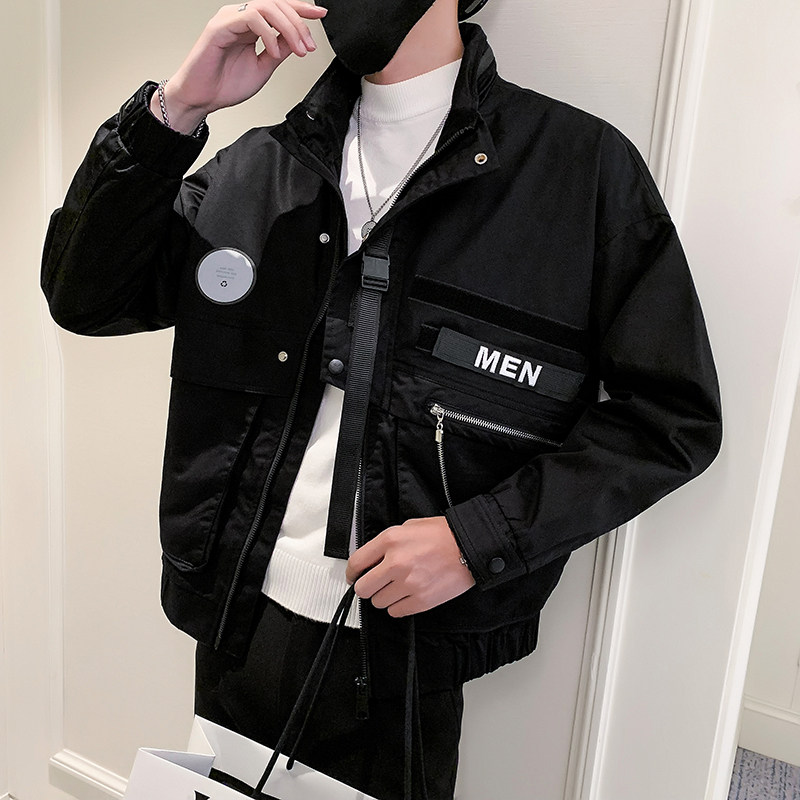 外套男2023春季休闲简约字母印花休闲时尚工装夹克潮8005-P108,男装夹克,星座615（原A358-1）