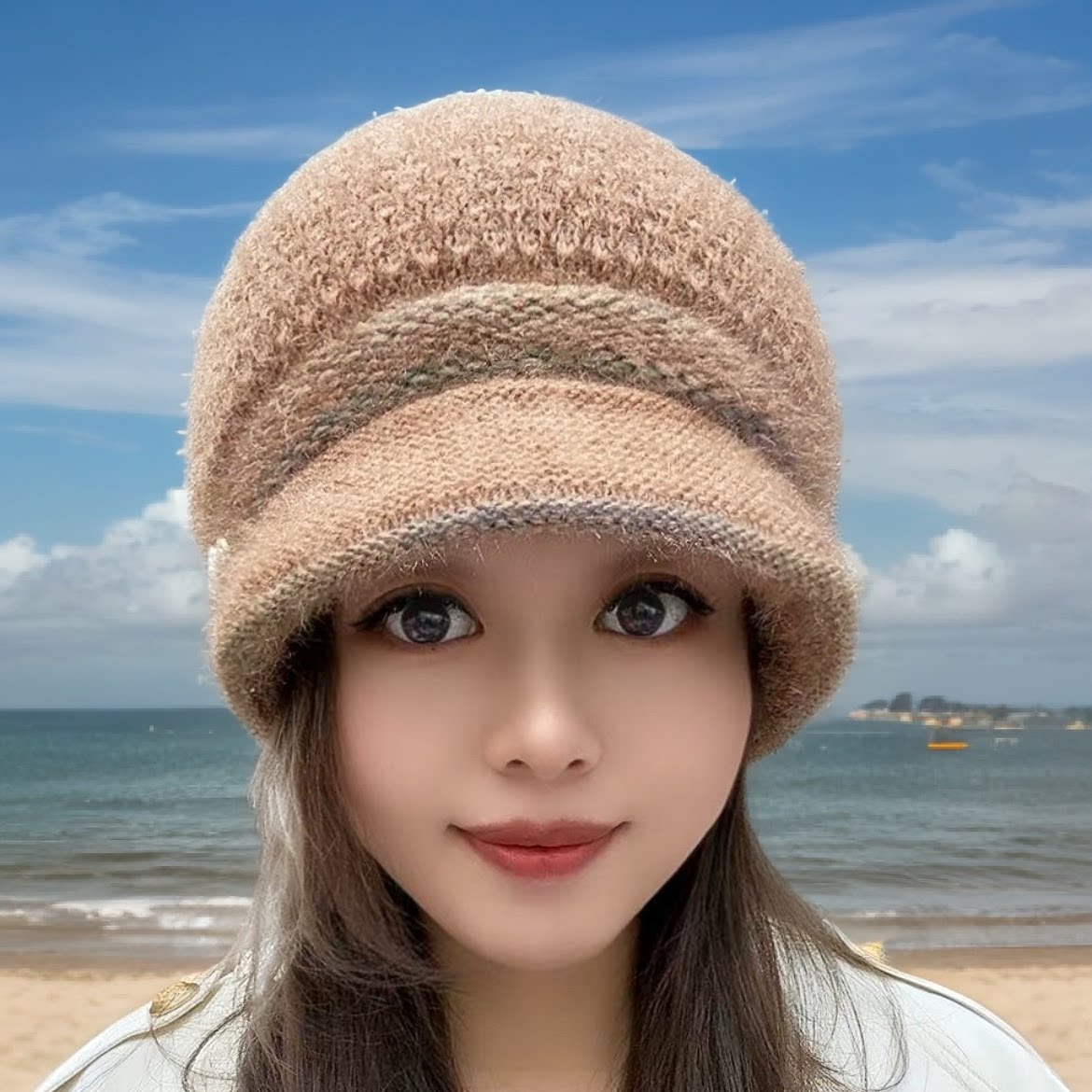法式短檐贝雷帽女秋冬保暖护耳
