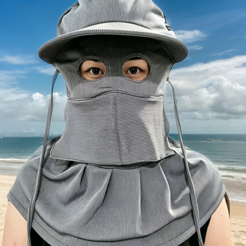 全方位遮脸一体护颈太阳帽女夏骑车防紫外线遮阳面罩户外防晒透气