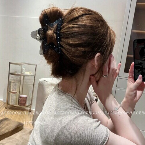 慵懒风波点星星透黑抓夹女夏季新款高级感盘发神器百搭鲨鱼夹发饰