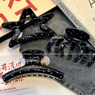 简约波星星点发抓大号发量多高级感通勤盘发鲨鱼夹百搭新款发饰女