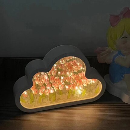 云朵郁金香花海小夜灯摆件手工diy女生日礼物送女朋友七夕节礼物