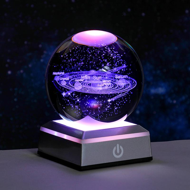 星空太阳系水晶球小夜灯创意桌面摆件生日礼物送男女生闺蜜中秋节