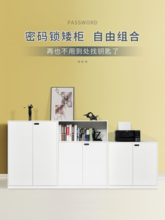 有白文件柜信息柜办公室低柜铁柜花槽柜储物柜隔断柜白色密码锁