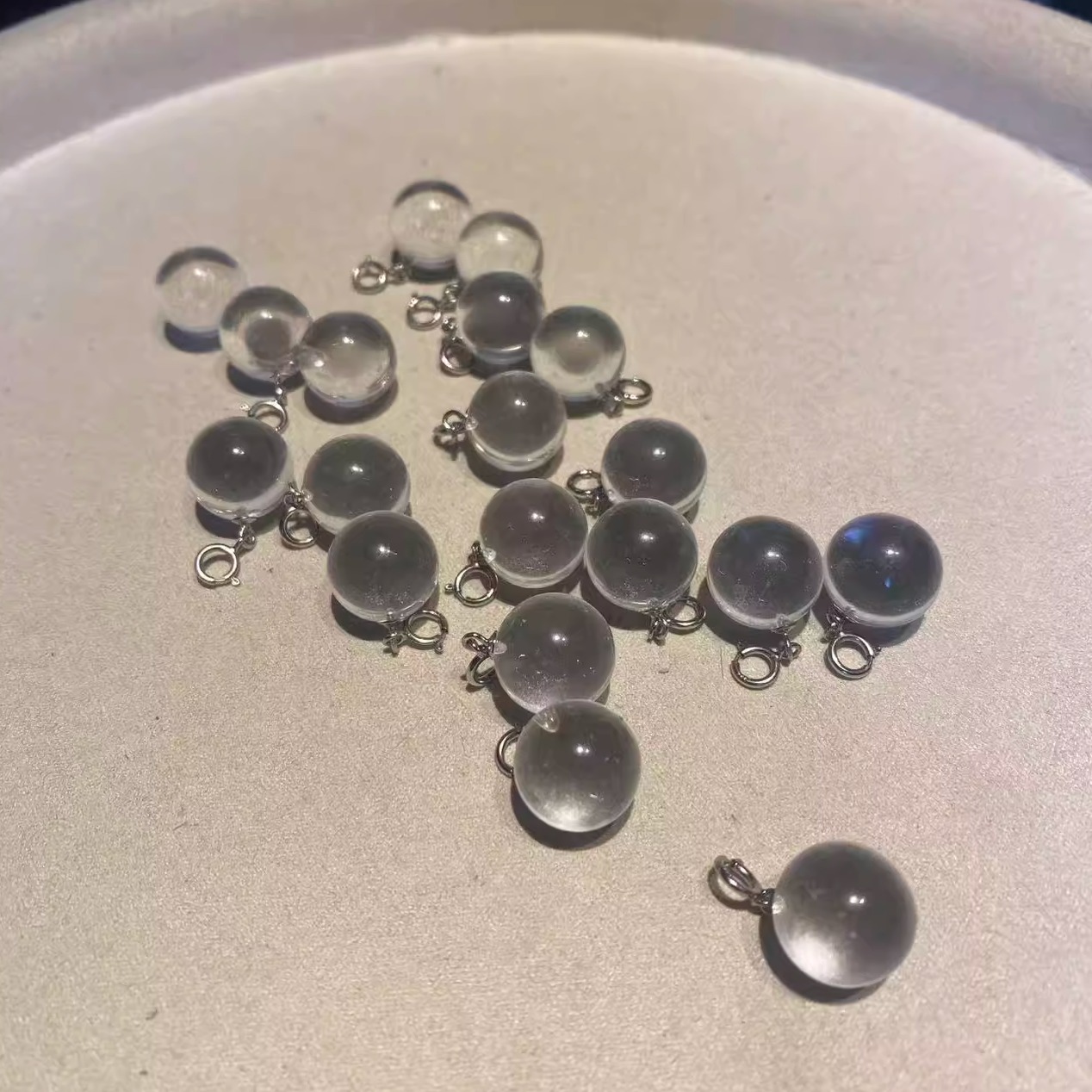 天然水晶吊坠女全净体白水晶球泡泡珠挂坠小提溜diy手串项链挂久