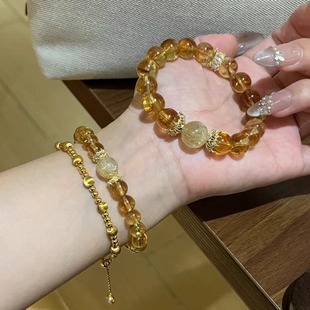 天然黄塔晶黄水晶手串招财转运暴富金发晶聚财手链送朋友闺蜜礼物
