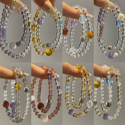 【十二星座】时尚双圈水晶手串手链处女座天蝎座狮子座水瓶座等等