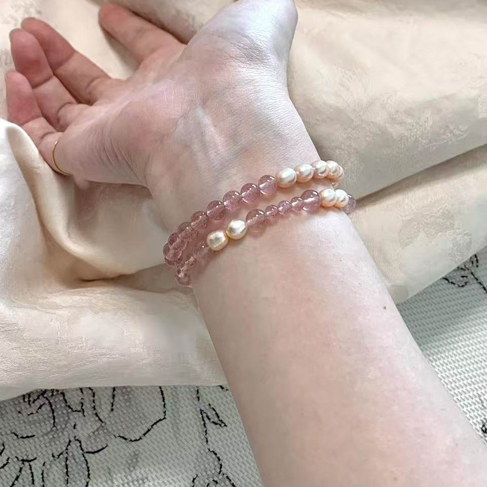 【桃花玄学】天然草莓晶淡水珍珠手串粉嫩甜美可爱新中式国风手链,饰品/流行首饰/时尚饰品新,手饰/手串,淘宝优惠券,粉丝福利购,淘宝优惠卷
