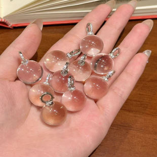 天然白水晶球吊坠双A全净体泡泡珠diy饰品配件配饰手串手捻项链