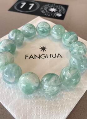 超美天然羽毛萤石时尚小清新羽毛薄荷曼波绿手串小众饰品手链