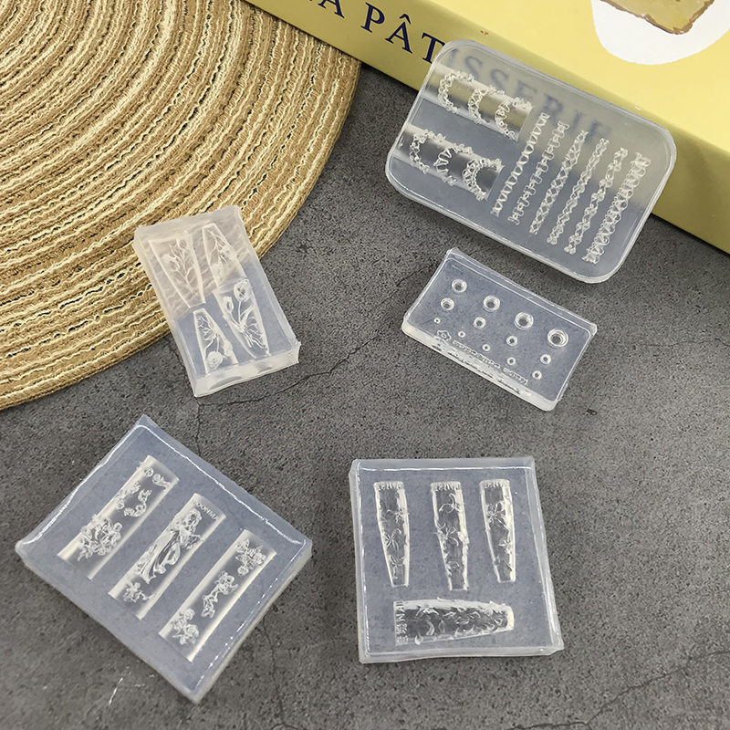 高透3D立体浮雕爱神郁金香繁花花边美甲硅胶模具穿戴甲自制工具