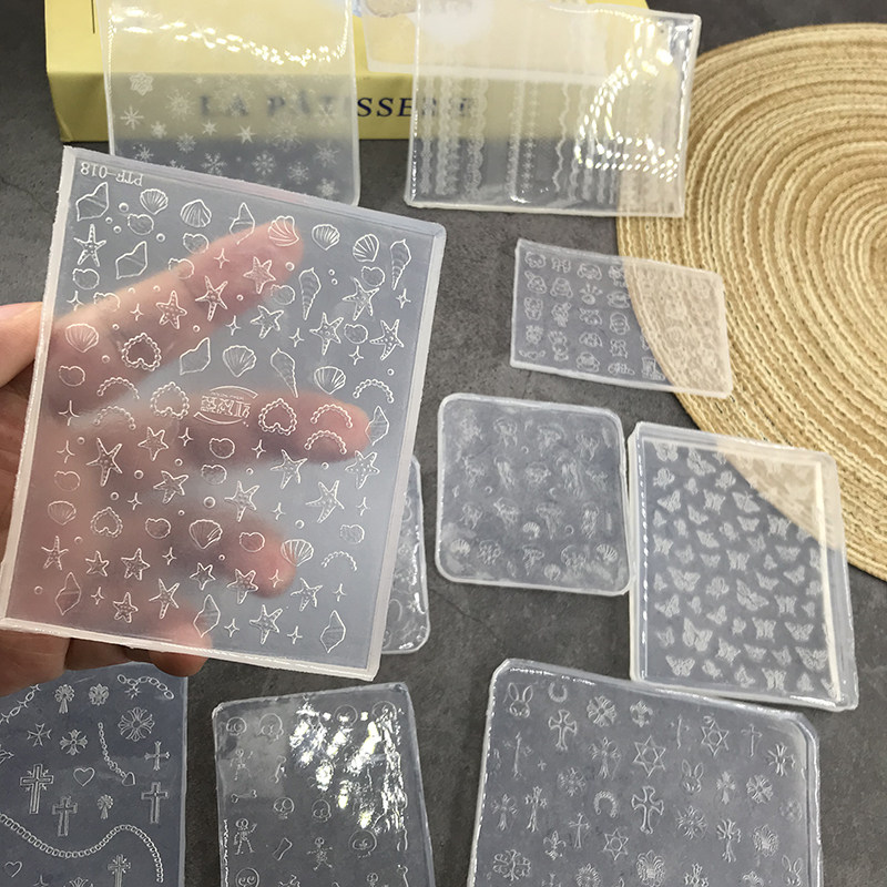 美甲硅胶模具高透浮雕卡通万圣节海螺贝壳十字架diy指甲配饰模具