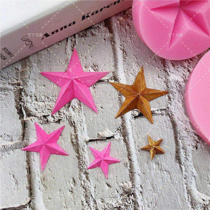 圣诞五角星星翻糖蛋糕点心巧克力装饰硅胶模具 DIY水晶滴胶液体模