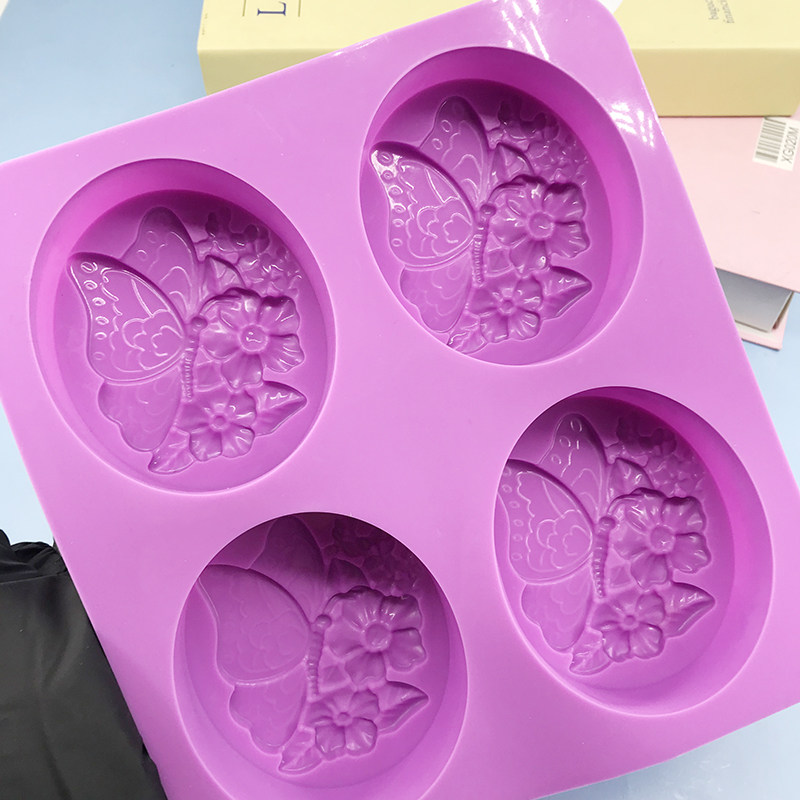 四连蝴蝶花朵硅胶模具食品级diy手工精油香皂易脱模肥皂模具家用,厨房/烹饪用具,烘焙模具,淘宝优惠券,粉丝福利购,淘宝优惠卷