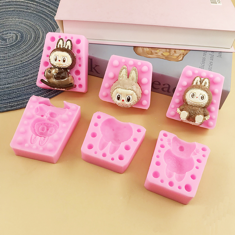 3D立体拉布布硅胶模具巧克力慕斯蛋糕装饰食品级耐高温烘培工具