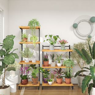2025新款轻奢铁艺花架子可移动多层阳台花盆架转角靠墙植物置物架