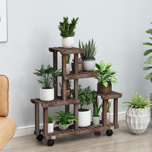 实木花架子客厅落地式中式可移动花盆置物架阳台不占地多层摆件架
