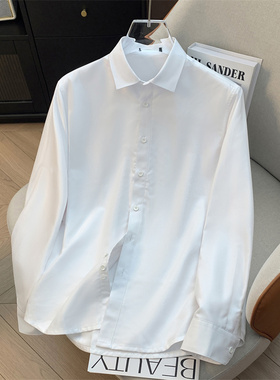 H家、余单！少量现货！白色加绒长袖衬衫冬季抗静电加厚保暖衬衣