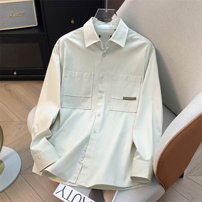 H家、余单！少量现货！70棉+30天丝 工装米白色宽松版型衬衫外套