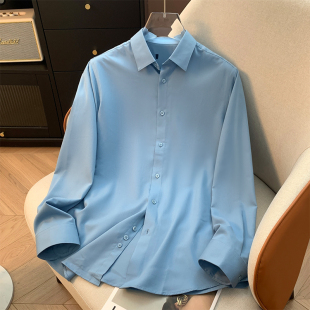 余单 休闲衬衫 少量现货 长袖 男舒适纯色方领衬衣 商务时尚 H标