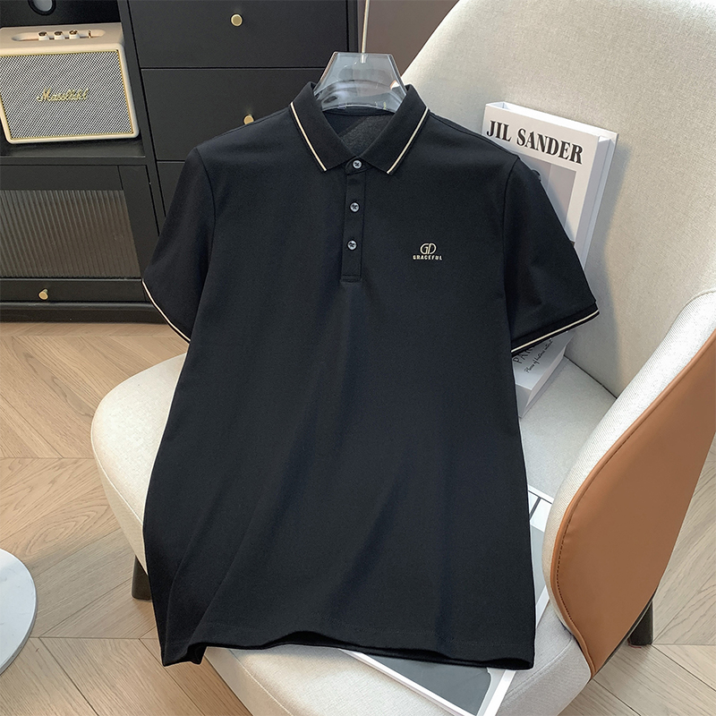 H标、余单！少量现货！夏季男士短袖Polo衫冰爽棉凉感刺绣黑色T恤