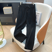 余单 少量现货 三个颜色可选松紧腰抽绳卫裤 罗家 灯芯绒直筒裤