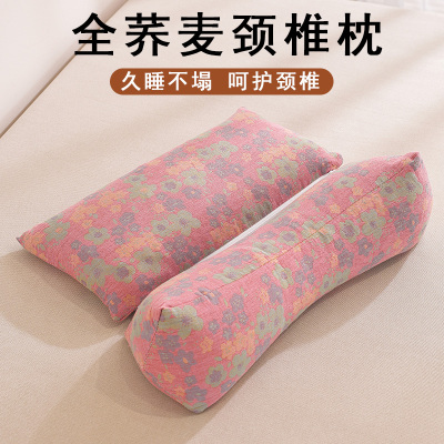 全棉枕头荞麦壳三角组合枕成人颈椎枕成人睡觉专用枕可拆卸枕芯