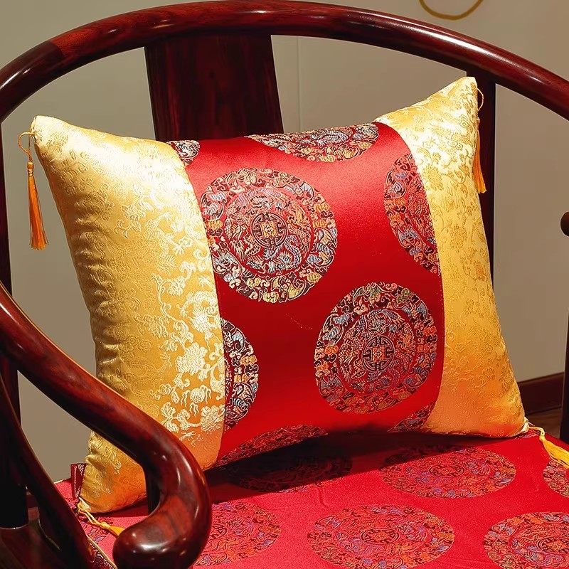 中式抱枕红木沙发靠垫枕芯茶椅腰枕结婚喜庆床上复古办公室靠背套