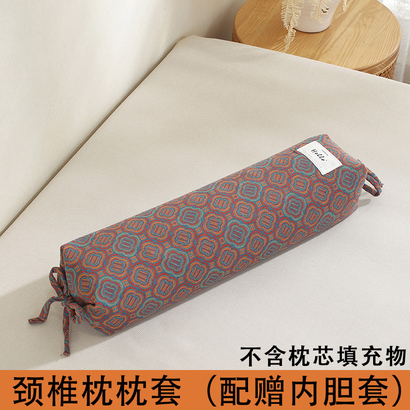 全棉小圆柱形枕头套纯棉护颈椎枕套不含芯琥珀核桃黄豆专用糖果型