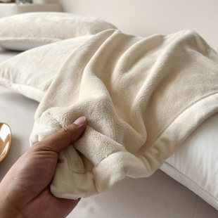 法兰绒枕巾一对装加厚珊瑚绒枕套枕巾牛奶绒枕头巾毛绒巾高档冬季