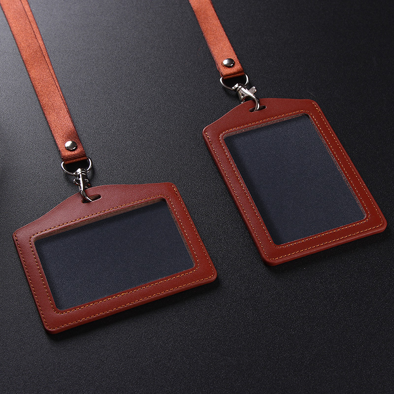 透明卡套工作证件皮套挂绳定制