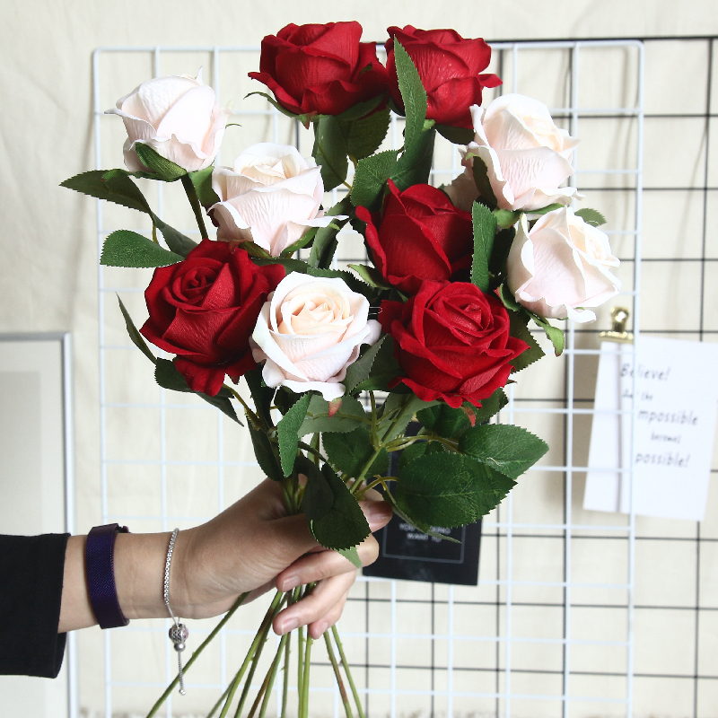 婚庆桌面装饰玫瑰花客厅绒布单支