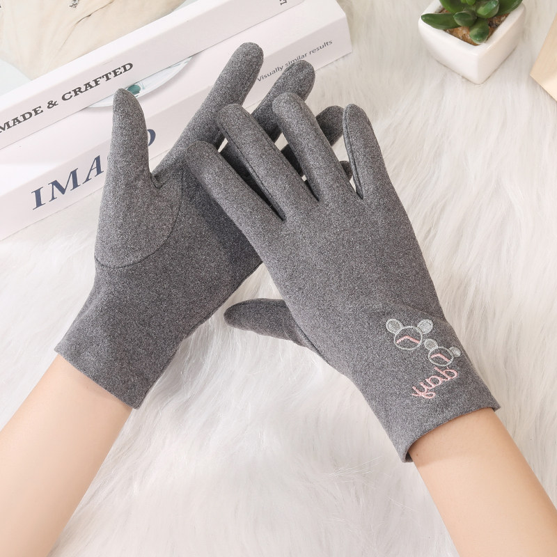 茹慕伊人女绒全指触屏自发热手套