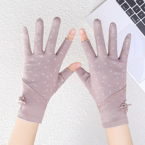 露指防晒半指防滑女士女棉手套