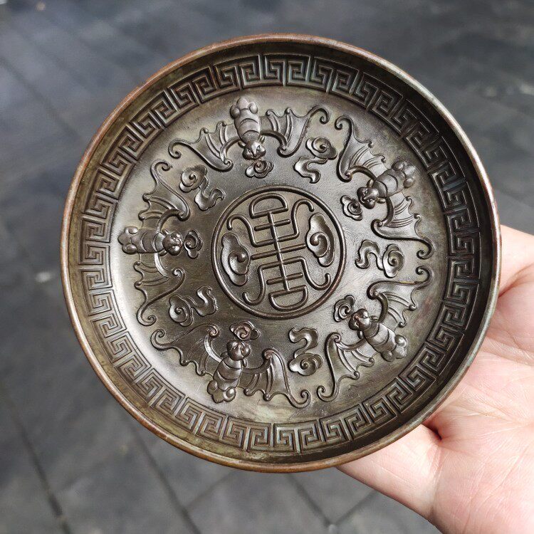 古玩杂项收藏福寿五福寿盘碟子盘子家居茶道摆件