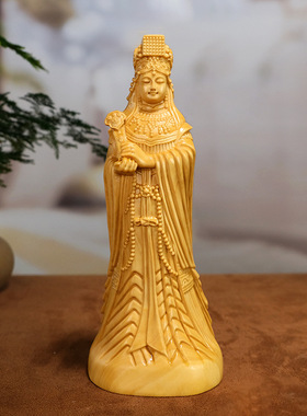 黄杨木雕刻妈祖神像天上圣母天后湄洲岛海神娘娘木质家居摆件
