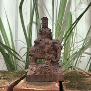 沉香普贤菩萨摆件木雕工艺品红木摆件办公室风水送礼白奇楠摆件