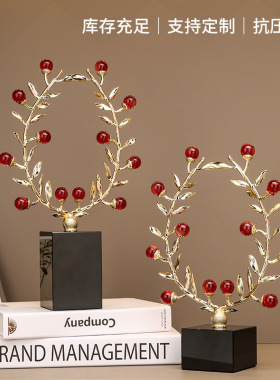 家居珍珠水晶树叶全套花环摆件感客厅办公室轻奢工艺品厂