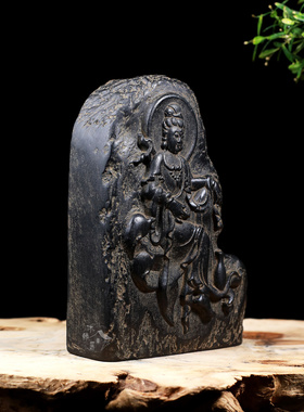 龙年仿古做旧禅意观自在香插摆件-观自在砖雕香插